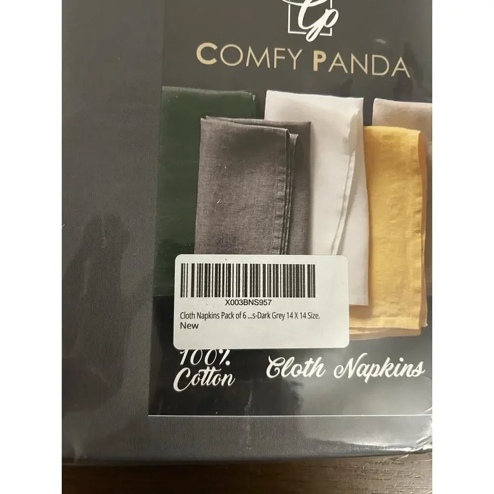 Comfy Panda 100% Cotton Cloth Napkins Set of 12 14x14 Gray Taupe Dinner Linens